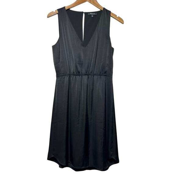 Madewell Dresses & Skirts - Madewell Satin Dress 0 Black Sheath Sleeveless Knee Length LBD Slip
